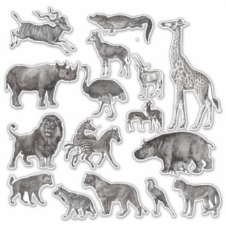 Vintage Illustrationen für afrikanische Tiere Aufkleber