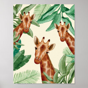 Vintage-Illustrationen von Giraffen Poster