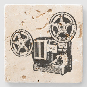 Vintage-Illustrations-Projektor Steinuntersetzer