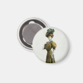 Vintage Illustrationsdame in Traubenhut Magnet (Vorderseite/Rückseite)