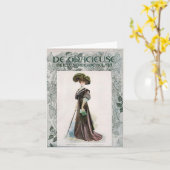 Vintage Illustrationsdame mit Cane Karte (Gelbe Blume)