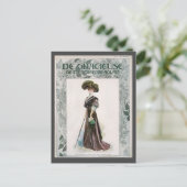 Vintage Illustrationsdame mit Cane Postkarte (Stehend Vorderseite)