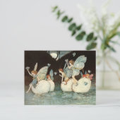 Vintage Illustrationsfairies in der Nacht Postkarte (Stehend Vorderseite)