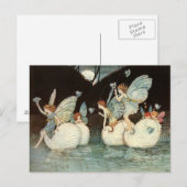 Vintage Illustrationsfairies in der Nacht Postkarte (Vorne/Hinten)