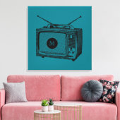Vintage Illustrationsfernseher Monogramm-Leinwand Leinwanddruck (Insitu (Wohnzimmer))