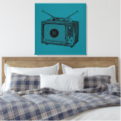 Vintage Illustrationsfernseher Monogramm-Leinwand Leinwanddruck (Insitu (Schlafzimmer))