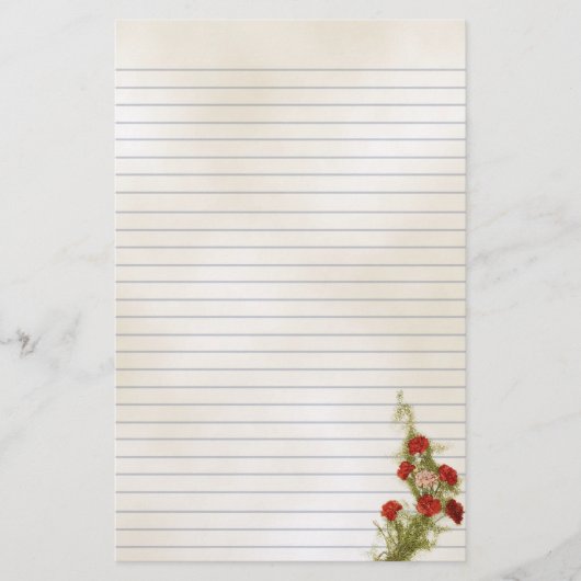 Vintage Illustrationsgeschichten für Rote Nelken Briefpapier (Vorderseite)