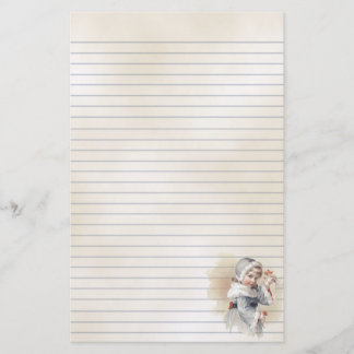 Vintage Illustrationsgeschichten für Winterkinder Briefpapier
