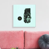 Vintage Illustrationskamera 1 Monogramm-Leinwand Leinwanddruck (Insitu (Wohnzimmer))