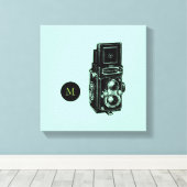 Vintage Illustrationskamera 1 Monogramm-Leinwand Leinwanddruck (Insitu (Holzboden))