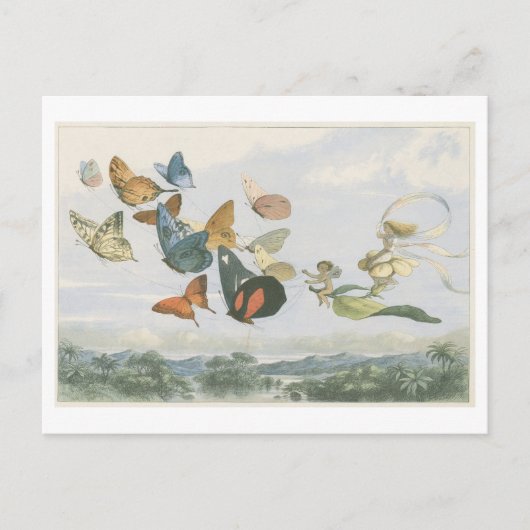 Vintage Illustrationskönigin mit Schmetterlingen Postkarte (Vorderseite)