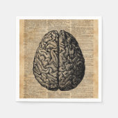 Vintage Illustrationskunst des menschlichen Gehirn Serviette (Vorderseite)