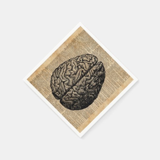 Vintage Illustrationskunst des menschlichen Gehirn Serviette (Ecke)