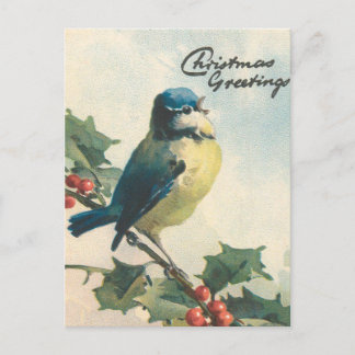 Vintage Illustrationsvogel - Weihnachtskarte Feiertagspostkarte