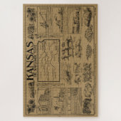 Vintage Illustrative Karte von Kansas (1912) - Tan Puzzle (Vertikal)