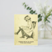 Vintage Illustratorin beim Lesen von Büchern Postkarte (Stehend Vorderseite)