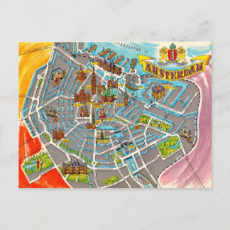 Vintage Illustrierte Amsterdamer Karte