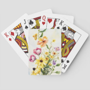 Vintage illustrierte Blumenkunst, florales Bouquet Spielkarten