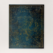 Vintage Illustrierte Dark Blue & Gold Star Karte Puzzle (Vertikal)
