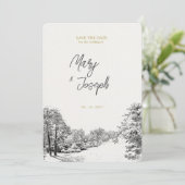 Vintage Illustrierte Einladung zur Hochzeit (Stehend Vorderseite)