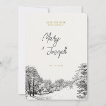 Vintage Illustrierte Einladung zur Hochzeit