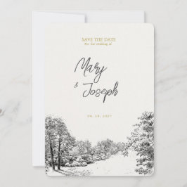 Vintage Illustrierte Einladung zur Hochzeit