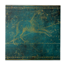 Vintage Illustrierte Green & Gold Lion Star Karte