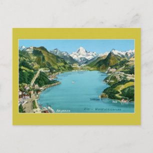 Vintage illustrierte Landkarte Luzernersee Postkarte