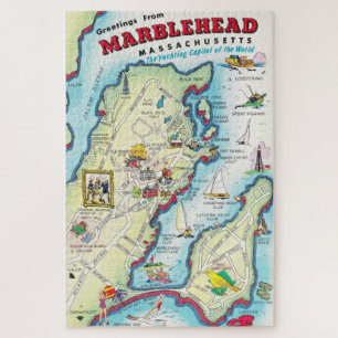 Vintage illustrierte Marblehead-Puzzle Puzzle