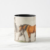 Vintage illustrierte Pferde Kunst Tasse Becher (Zentrum)