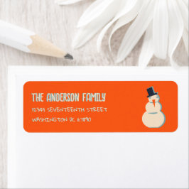 Vintage Illustrierte Red Snowman Weihnachtsadresse