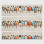 Vintage Illustrierte Vögel Geschenkpapier (Flach)