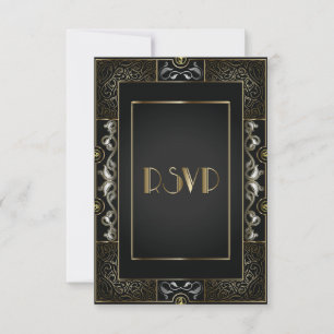 Vintage im klassischen Gatsby-Stil  Bitte um Antwo RSVP Karte