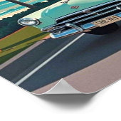 Vintage im Retro-Stil auf einer Küstenstraße Poster (Ecke)