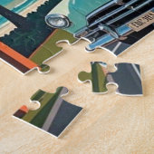 Vintage im Retro-Stil auf einer Küstenstraße Puzzle (Seite)