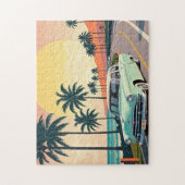 Vintage im Retro-Stil auf einer Küstenstraße Puzzle (Vertikal)