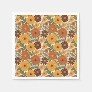vintage im Stil der 70er Jahre floral/Blume Serviette