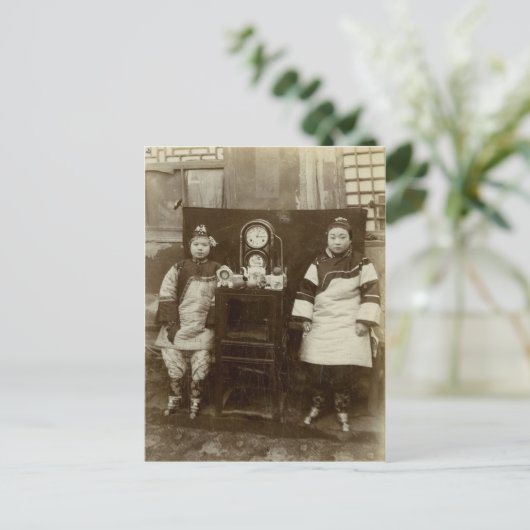 Vintage Image, chinesische Teemädchen Postkarte (Stehend Vorderseite)