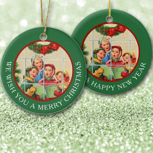 Vintage Image Christmas Carolers Keramik Ornament