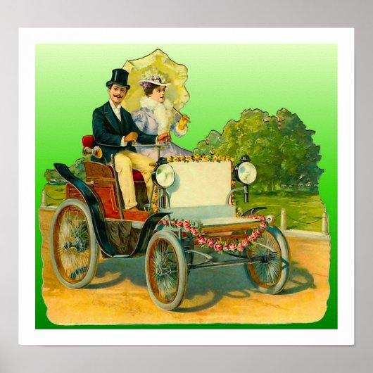 Vintage Image Couple und Antique Car Poster (Vorne)