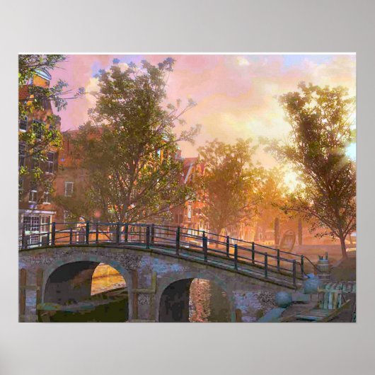 Vintage Image, Delft, Brücke über einen Kanal Poster (Vorne)