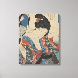Vintage Image der japanischen Dame mit Handspiegel Leinwanddruck