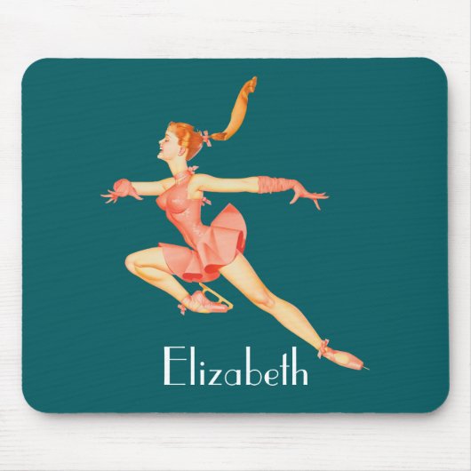 Vintage-Image eines Skaters in rosa Darstellung Mousepad (Vorne)