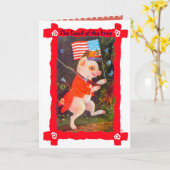Vintage image, Patriotic pig Karte (Gelbe Blume)