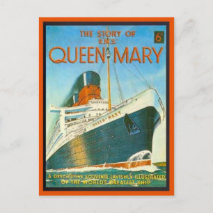 Vintage Image, Story of the Queen Mary, 6 Pence, Postkarte