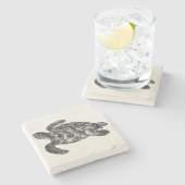 Vintage Imbricated Seeschildkröte - Steinuntersetzer (Seitenansicht)