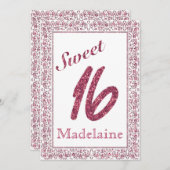 Vintage Imitate aus Blumenrahmen Rosa Glitzer Swee (Vorne/Hinten)