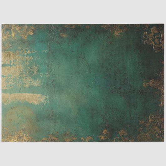 Vintage Imitate Gold barocke Ornament smaragdgrün Seidenpapier (Vorderseite)