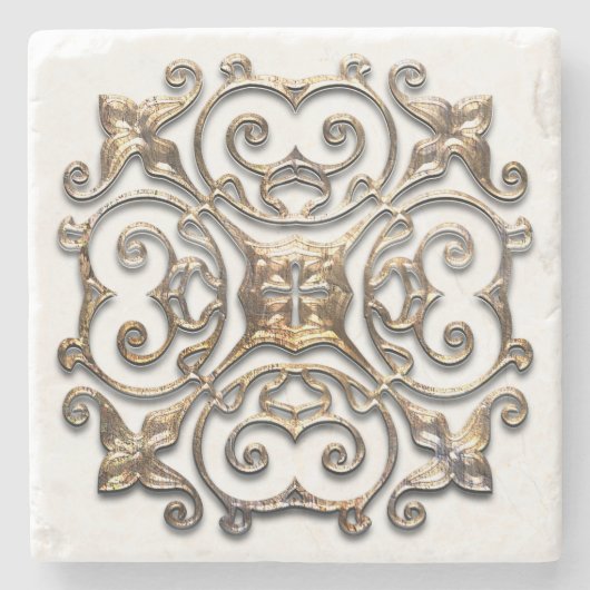 Vintage Imitate Metalldesign Stone Untersetzer (Vorderseite)