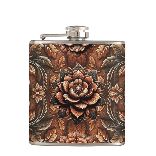 Vintage Imitate mit Blütenbesatz Flachmann (Vorderseite)